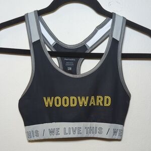 Woodward "We Live This" Black and Gray Sports Bra Women's Size Small